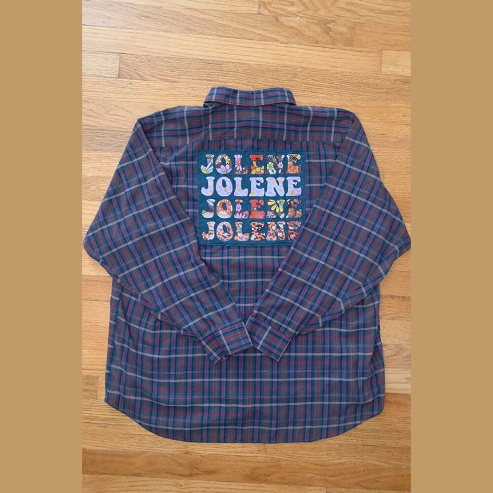 Dolly Parton's Jolene Reworked Upcycled Button Down Long Sleeve